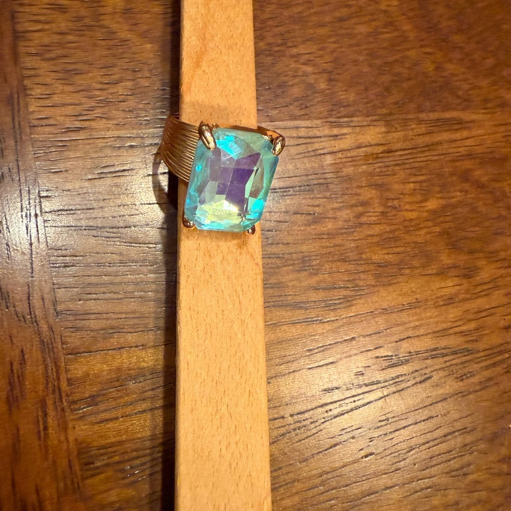 Iridescent Gemstone Gold Ring